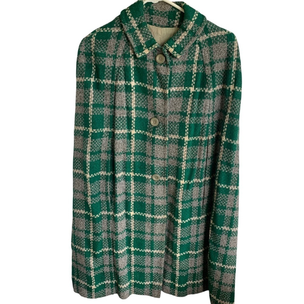 Antique Poncho Shawl Coat Plaid 30s 40s Women’s Jacket Blazer